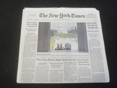 2022 JULY 25 NEW YORK TIMES - KANSAS ELECTION POSES FIRST TEST AFTER ROE'S FALL