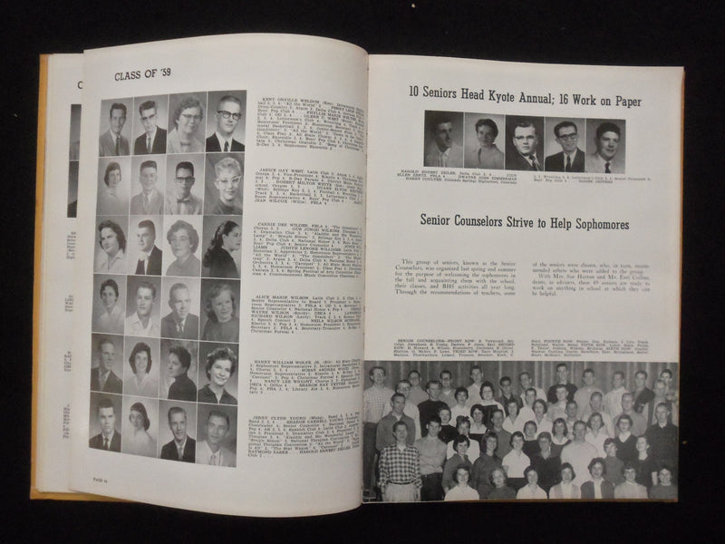 1959 THE KYOTE BILLINGS SENIOR HIGH SCHOOL YEARBOOK - BILLINGS, MONTANA- YB 3339