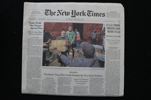2025 FEBRUARY 8 NEW YORK TIMES- U.S. AID TURMOIL THREATENS GOODS HEADING TO GAZA