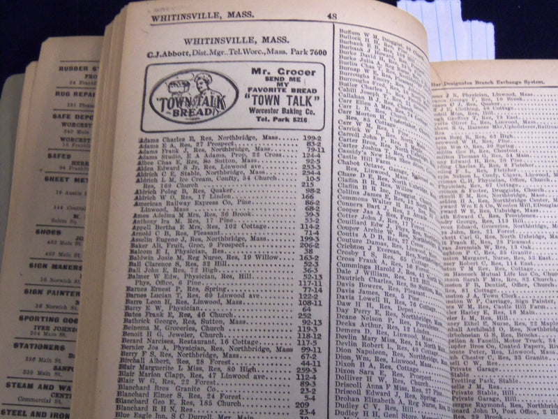 1919 SPRING WORCESTER DISTRICT TELEPHONE DIRECTORY - WORCESTER DISTRICT - J 8819