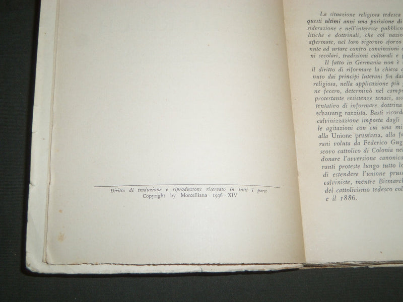 1936 LA GERMANIA RELIGIOSA NEL III REICH BOOK BY MARIO BENDISCIOLI - KD 5620