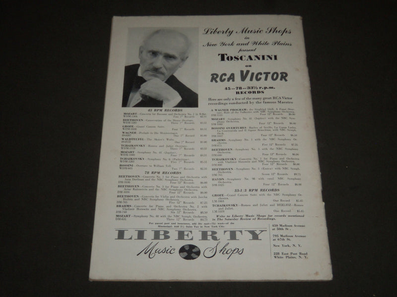1950 MARCH 25 SATURDAY REVIEW OF LITERATURE MAGAZINE - ARTURO TOSCANINI- ST 4927