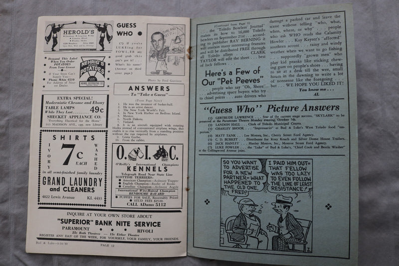 1940 SEPTEMBER-OCTOBER THE CALAMITY HOWLER SOFTCOVER BOOK - OHIO - K 3465