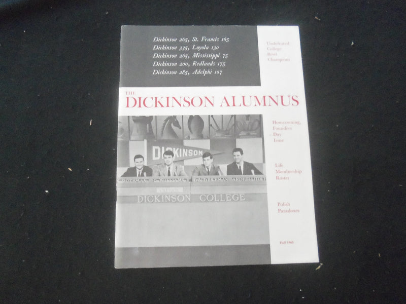 1965 FALL THE DICKISON ALUMNUS MAGAZINE - G.E. COLLEGE BOWL CHAMPIONS - ST 732G