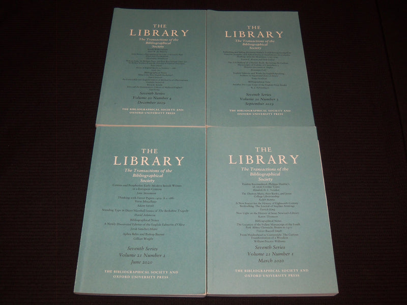2018-2020 THE LIBRARY BIBLIOGRAPHICAL SOCIETY MAGAZINE LOT OF 10 - O 2494A