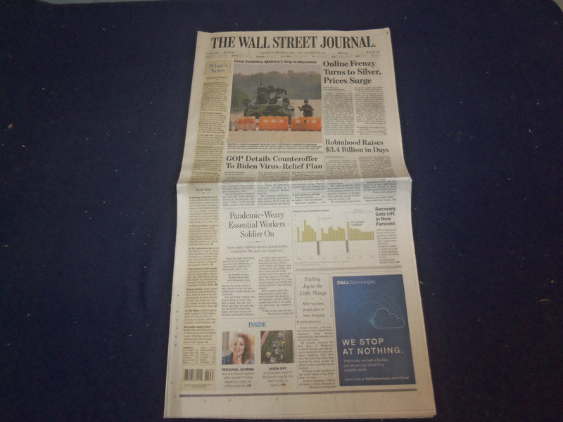 2021 FEBRUARY 2 THE WALL STREET JOURNAL - ROBINHOOD RAISES $3.4 BILLION IN DAYS