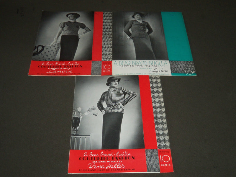 1934 COUTURIER FASHION LEAFLETS MAGAZINE LOT OF 3 - #A689, A691, C697- ST 5144