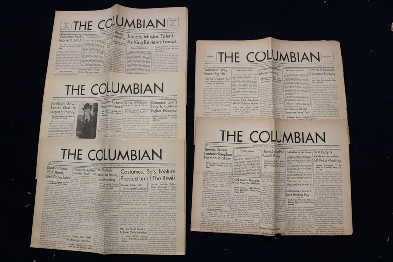 1935-1937 THE COLUMBIAN HIGH SCHOOL NEWSPAPER- S. ORANGE, NJ - LOT OF 28- O 3467