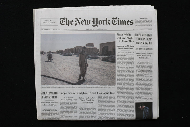 2024 DEC 20 NEW YORK TIMES - HOUSE KILLS PLAN SOUGHT BY TRUMP ON SPENDING BILL