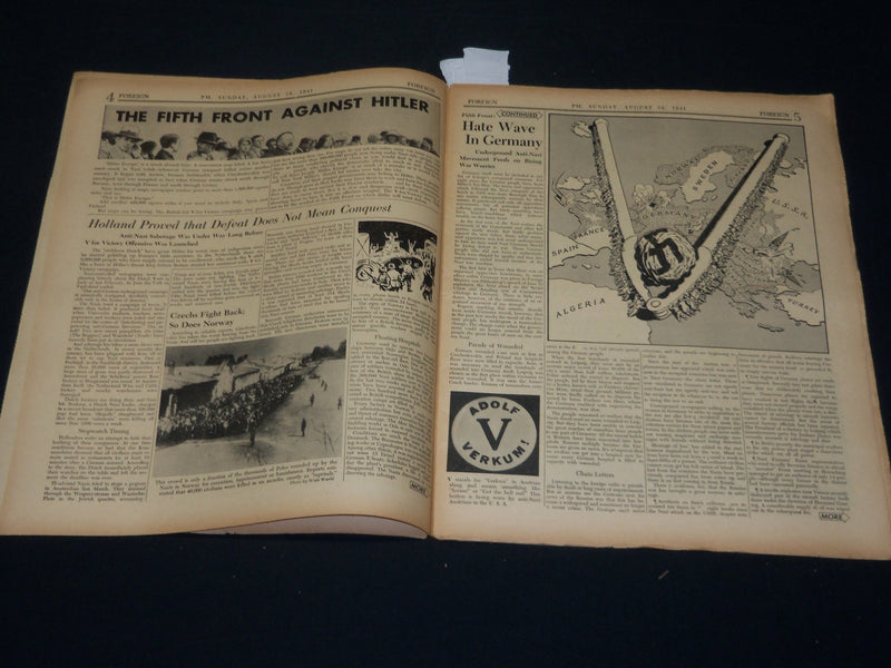 1941 AUGUST 10 PM'S WEEKLY NEWSPAPER - SUPPLIES RUINED BY FIGHTERS - NP 4932