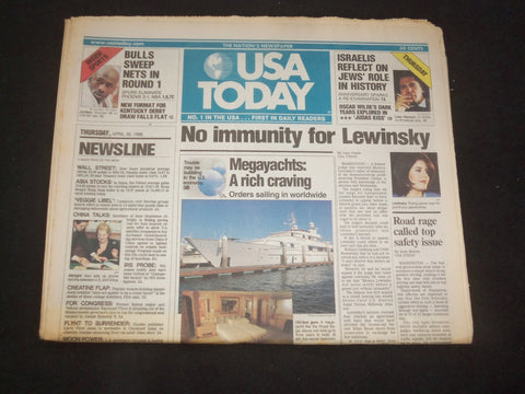 1998 APRIL 30 USA TODAY NEWSPAPER - NO IMMUNITY FOR LEWINSKY - NP 7918