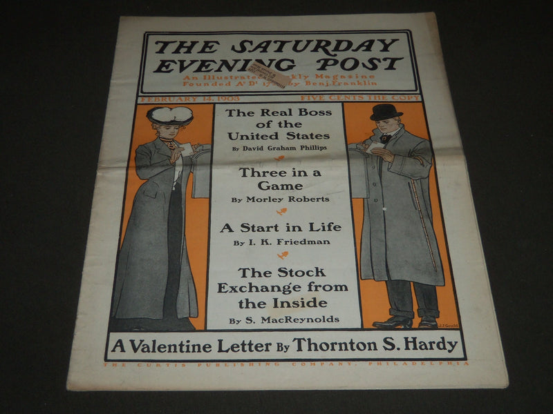 1903 FEBRUARY 14 THE SATURDAY EVENING POST MAGAZINE - ILLUSTRATED COVER - SP 683