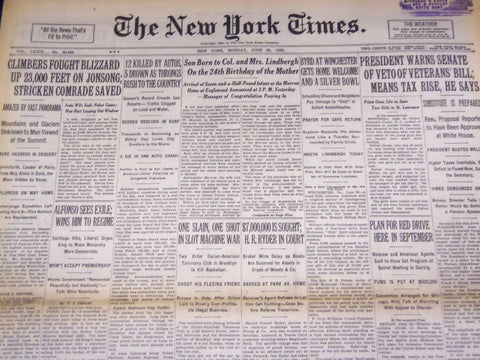 1930 JUNE 23 NEW YORK TIMES - SON BORN TO COL. & MRS. LINDBERGH - NT 1665