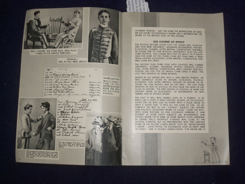 1935 SEP WILL ROGERS, CADET - KEMPER MILITARY SHOOL - LOT OF 2 - J 9480