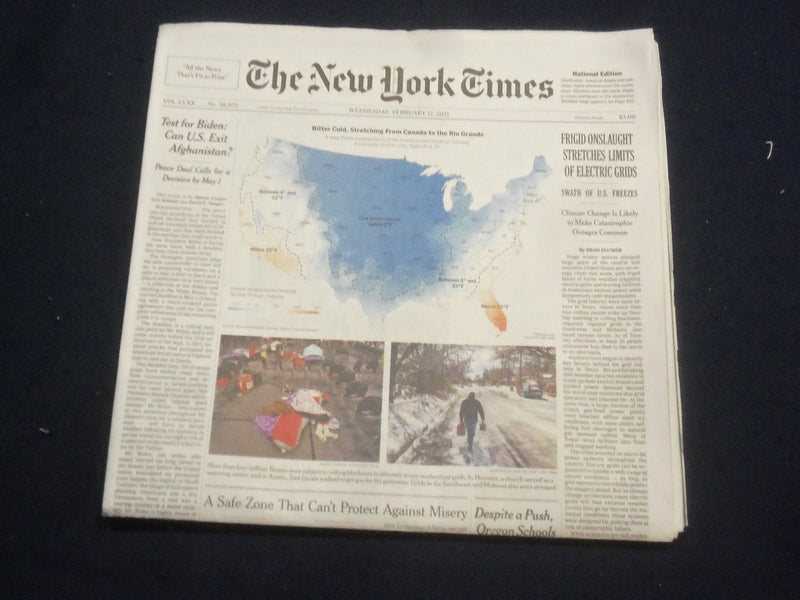 2021 FEB 17 NEW YORK TIMES - FRIGID ONSLAUGHT STRETCHES LIMITS OF ELECTRIC GRIDS