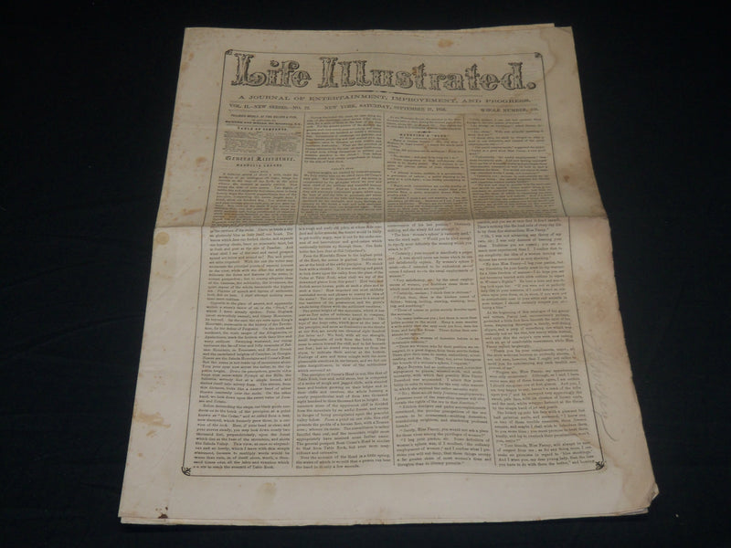 1856 SEPTEMBER 27 LIFE ILLUSTRATED NEWSPAPER - CATALOGUE OF NURSERMEN - NP 4806