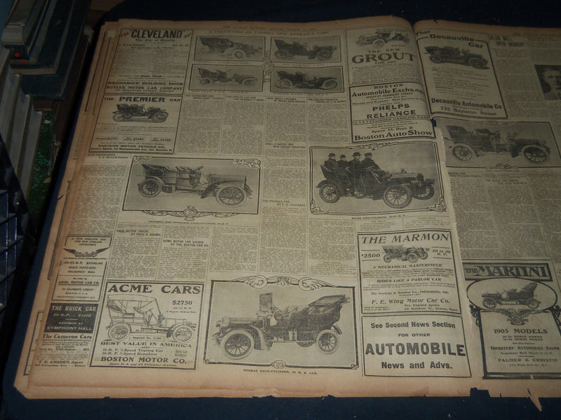 1905 MARCH 12 THE BOSTON HERALD SECTION- AUTOMOBILE & POWER BOAT SHOWS - BH 148