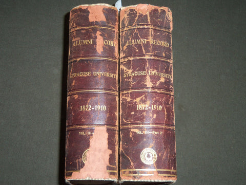 1872-1910 SYRACUSE UNIVERSITY ALUMNI RECORD BOUND VOLUME LOT OF 2 - KD 3032
