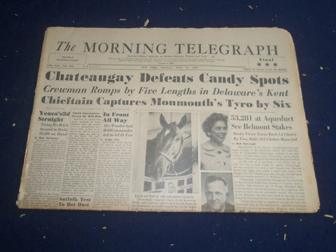 1963 JUNE 10 THE MORNING TELEGRAPH - CHATEAUGAY DEFEATS CANDY SPOTS - NP 5549
