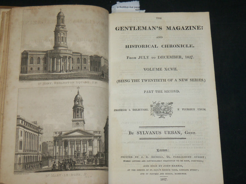 1827 THE GENTLEMAN'S MAGAZINE HISTORICAL CHRONICLE BOUND VOLUME NO 97 - KD 3370E