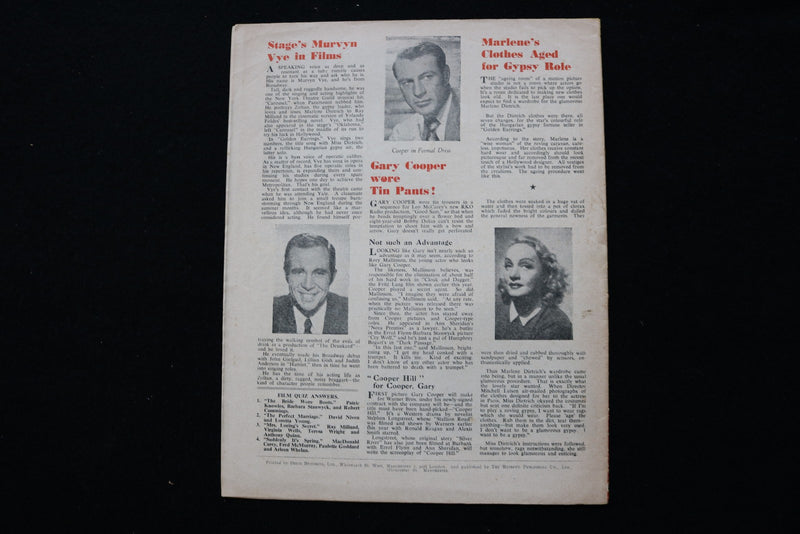 1940'S FLIX FILM BOOKS MAGAZINE - GARY COOPER COVER - E 25227