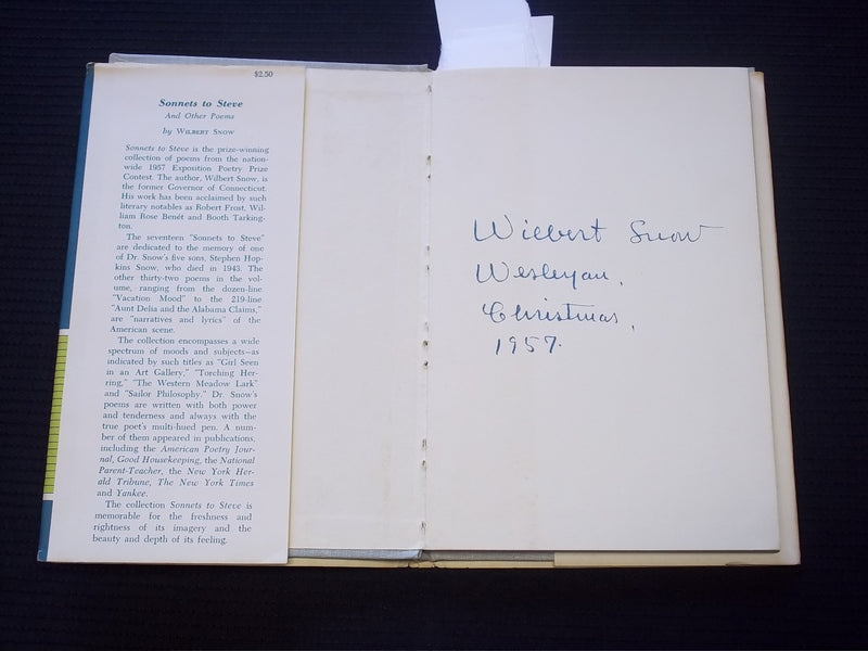 1957 SONNETS TO STEVE AND OTHER POEMS HARDCOVER BOOK SIGNED BY SNOW - KD 7556