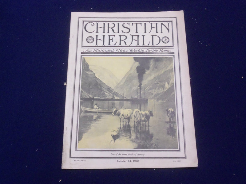 1922 OCTOBER 14 CHRISTIAN HERALD MAGAZINE- ONE OF THE FIORDS OF NORWAY - ST 6603
