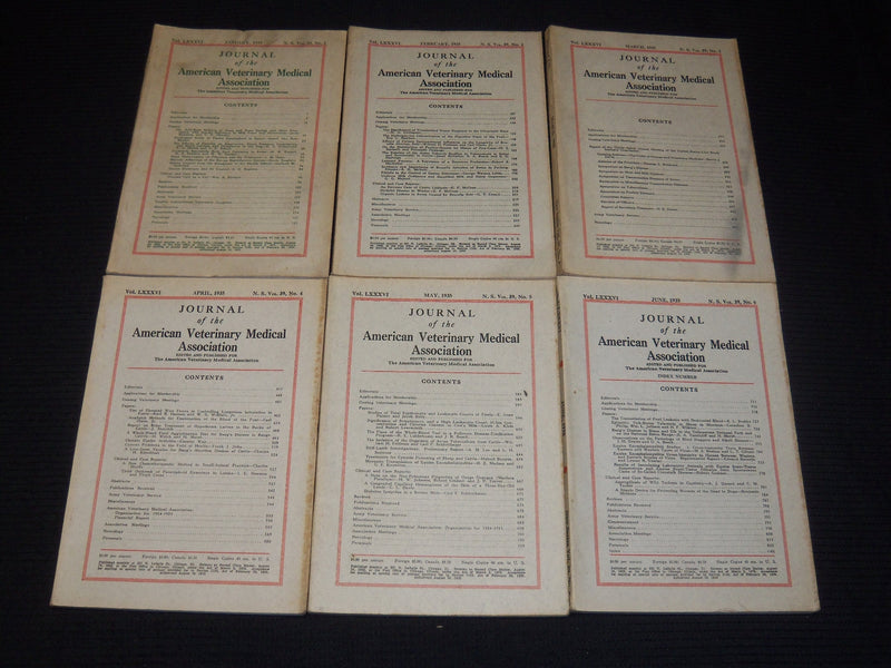 1935 AMERICAN VETERINARY MEDICAL ASSOC. JOURNAL 12 ISSUES COMPLETE YR - WR 632J