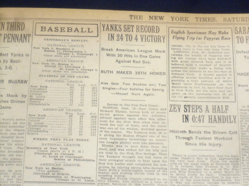 1923 SEP 29 NEW YORK TIMES - PAPYRUS HERE FOR $100,000 RACE - NT 9359