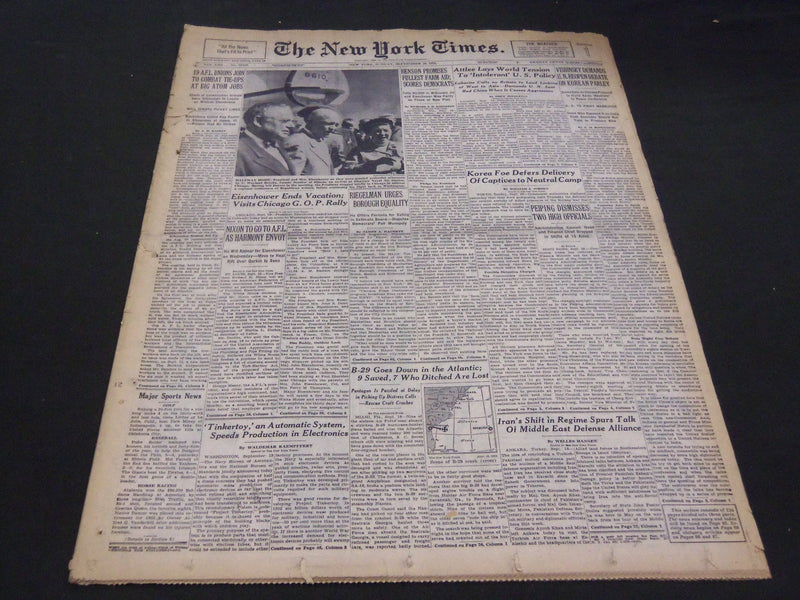 1953 SEPT 20 NEW YORK TIMES - NIXON TO AFL AS HARMONY ENVOY - NT 4708