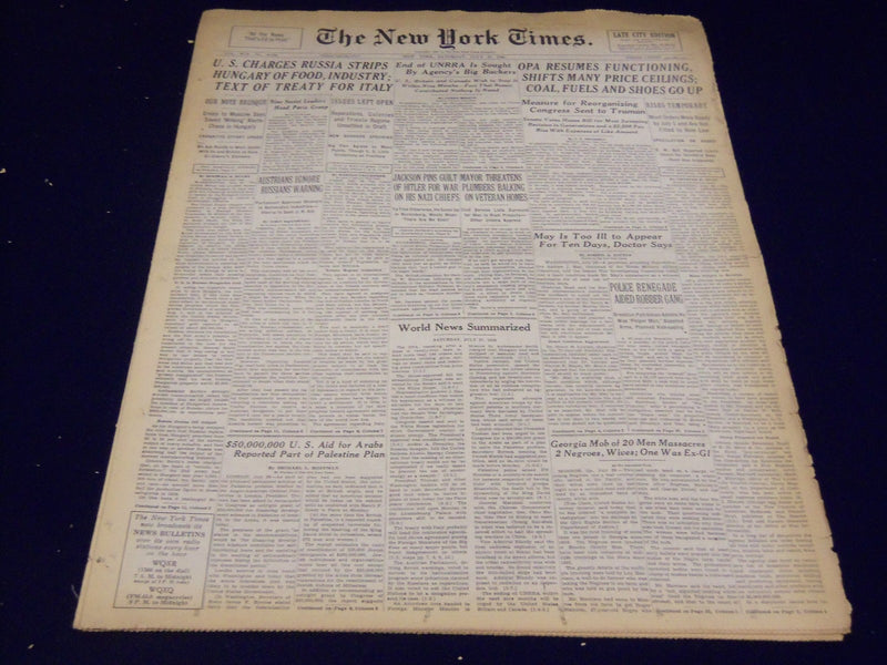 1946 JULY 27 NEW YORK TIMES - JACKSON PINS GUILT HITLER ON NAZI CHIEFS - NT 2626