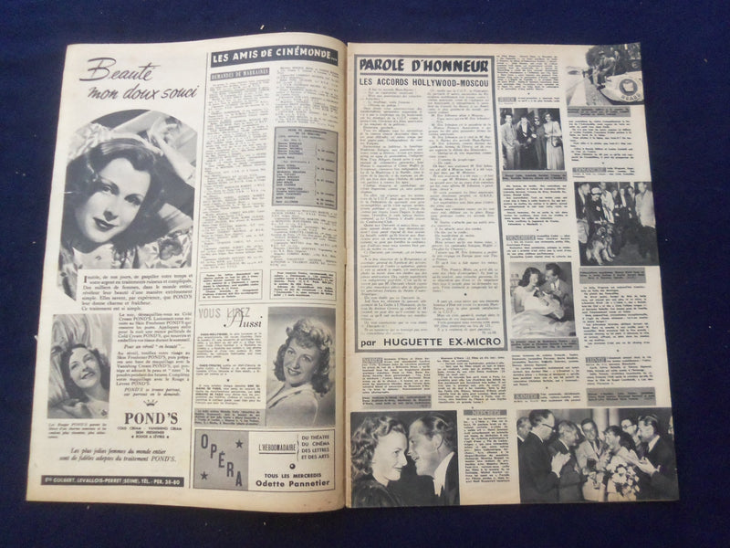 1948 OCT 26 CINEMONDE MAGAZINE - LINDA DARNELL COVER - FRENCH EDITION- SP 4867X