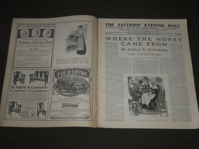1904 FEBRUARY 27 THE SATURDAY EVENING POST MAGAZINE - ILLUSTRATED COVER - SP 454