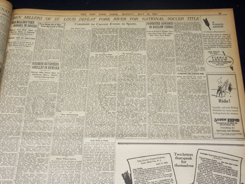1920 MAY 10 NEW YORK TIMES NEWSPAPER - 6,000 SOCIALISTS CHEER DEBS - NT 8672