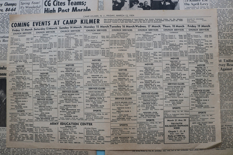 1953-1954 THE KILMER EAGLE NEWSPAPER - CAMP KILMER, NJ - LOT OF 16 - NP 9059