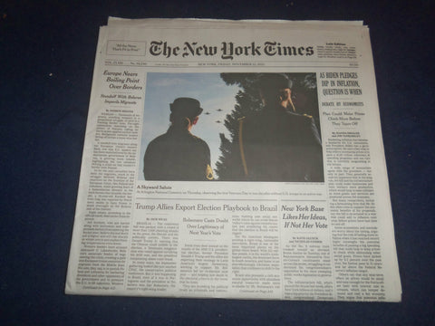 2021 NOVEMBER 12 NEW YORK TIMES-BIDEN PLEDGES DIP IN INFLATION, QUESTION IS WHEN