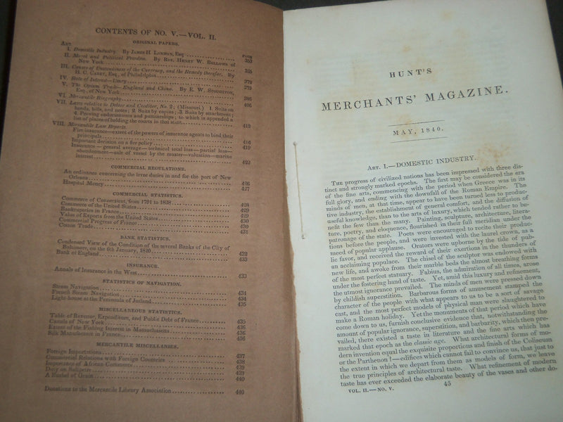 1840-1841 HUNT'S MERCHANTS MAGAZINE AND COMMERCIAL REVIEW LOT OF 7 - WR 340A