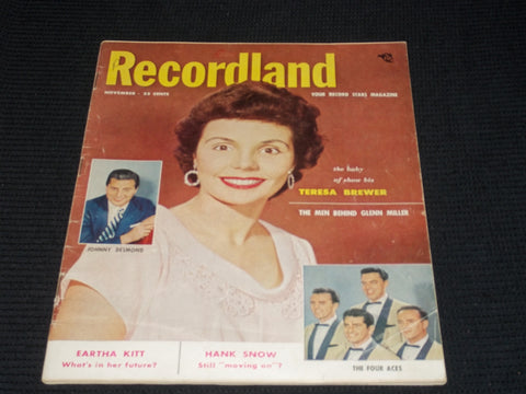 1954 NOVEMBER RECORDLAND MAGAZINE - TERESA BREWER FRONT COVER - E 3672