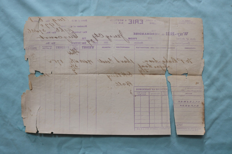 1888 WAY-BILL OF MERCHANDISE RAILROAD - 3 PIECES - K 3326