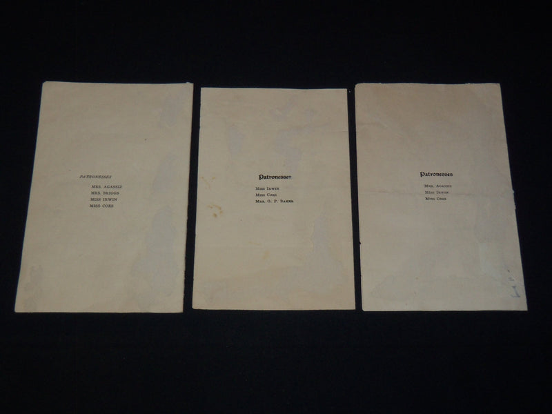 1900'S FAY HOUSE PLAY PROGRAMS LOT OF 3 ISSUES - CAMBRIDGE - K 2083