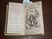 1861 THE BOSTON ALMANAC W/ FOLD OUT MAP - 3 3/8