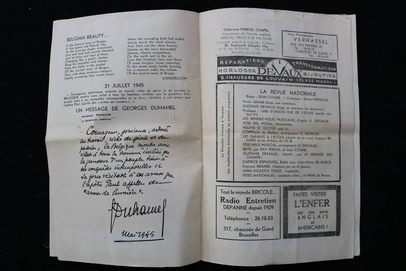 1945 A-B-MAGAZINE ANCIENNE BELGIQUE PROGRAMME - FRENCH - K 2799