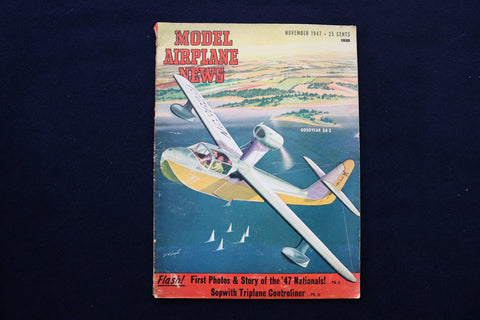 1947 NOVEMBER MODEL AIRPLANE NEWS MAGAZINE - GOODYEAR GA-2 COVER - E 11481