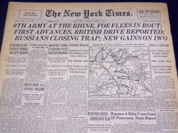 1945 MAR 3 NEW YORK TIMES - 9TH ARMY AT THE RHINE, FOE FLEES IN ROUT - NT 549