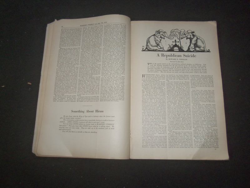 1914 JULY 18 HARPER'S WEEKLY MAGAZINE - THE ANTI-PAPAL PANIC - SP 1520A