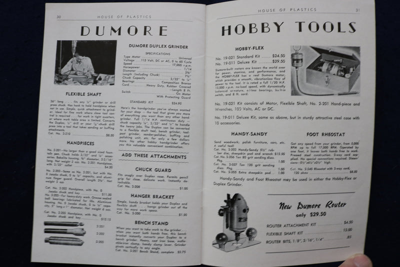 1952 FABRICATING MANUAL AND CATALOG - HOUSE OF PLASTICS - DETROIT, MI - K 920