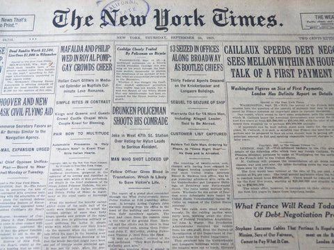 1925 SEPTEMBER 24 NEW YORK TIMES - 13 SEIZED AS BOOTLEG CHIEFS - NT 7206