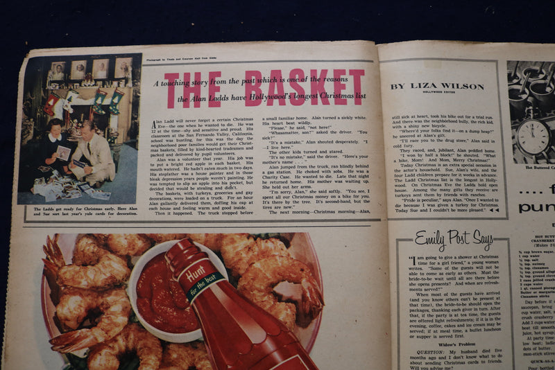 1954 DEC 19 AMERICAN WEEKLY MAGAZINE - ALAN LADD ARTICLE AND PHOTO - E 23264