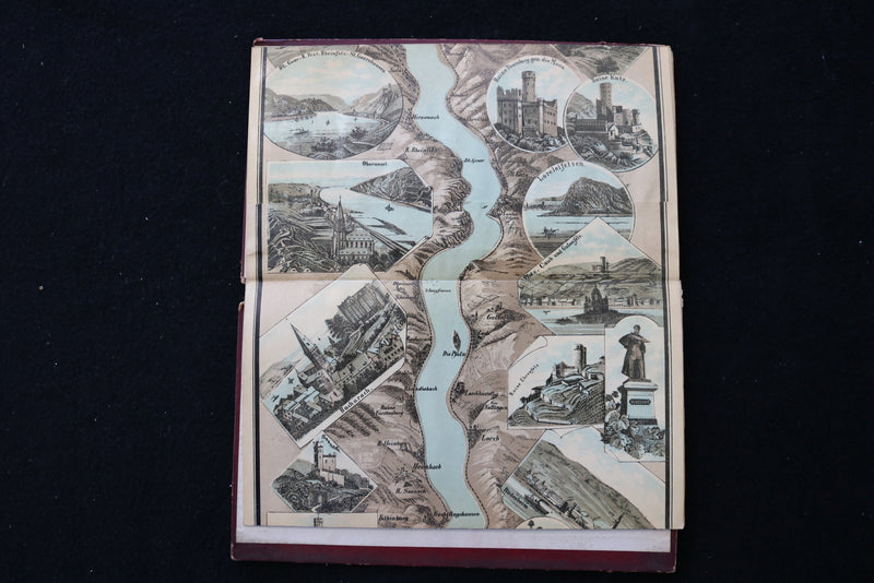 1900'S PANORAMA VOM RHEIN MAINZ-COLN FOLD-OUT HARDCOVER BOOK - K 2360