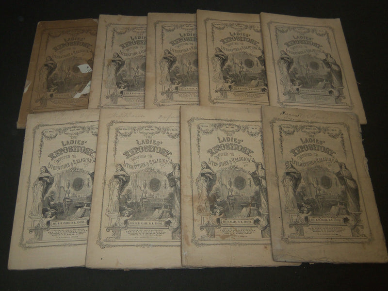 1862 LADIES' REPOSITORY LITERATURE & RELIGION MAGAZINE LOT OF 9 - WR 241E